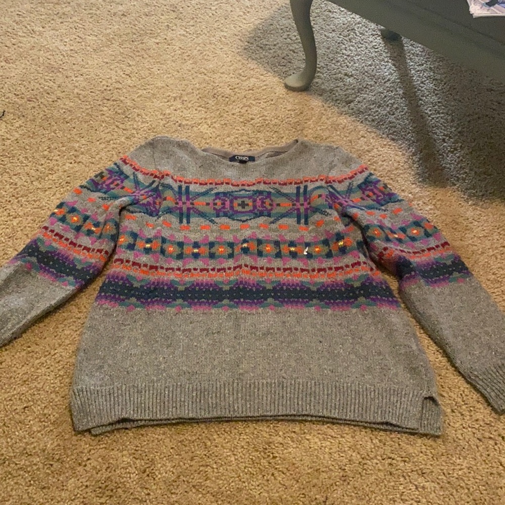 Chaps denim Aztec sweater size Large